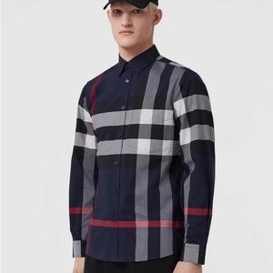 Burberry Check Stretch Cotton Poplin Shirt